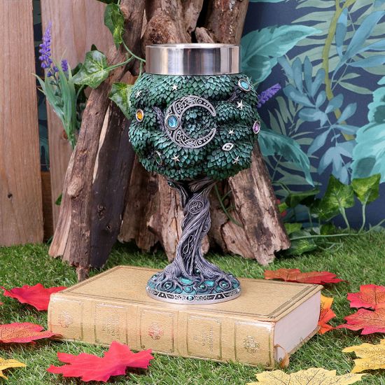 Nemesis Now Exclusive Tree of Life Nature Goblet Wine Glass, Green, 18cm
