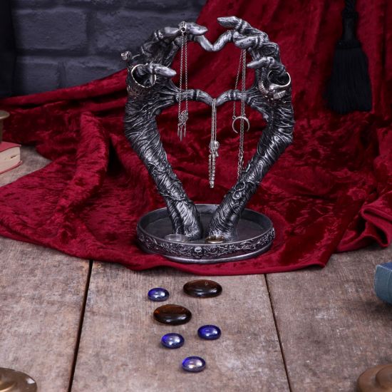 Nemesis Now Gothic Mummified Love Heart Hands Jewellery Dish Holder, Silver, 22c