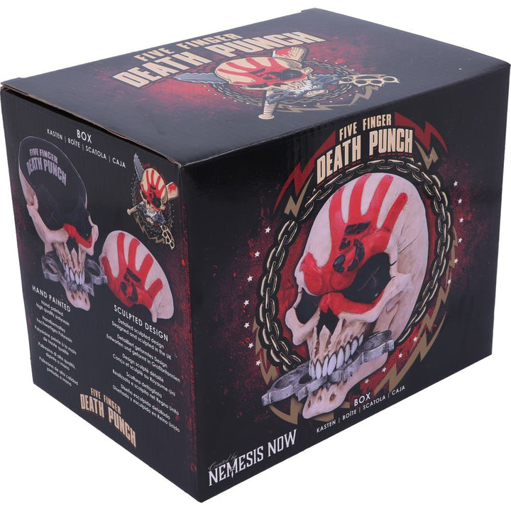 Nemesis Now offiziell lizenzierte Five Finger Death Punch Maskottchen-Schädelbox, Knochen, Harz, 18 cm