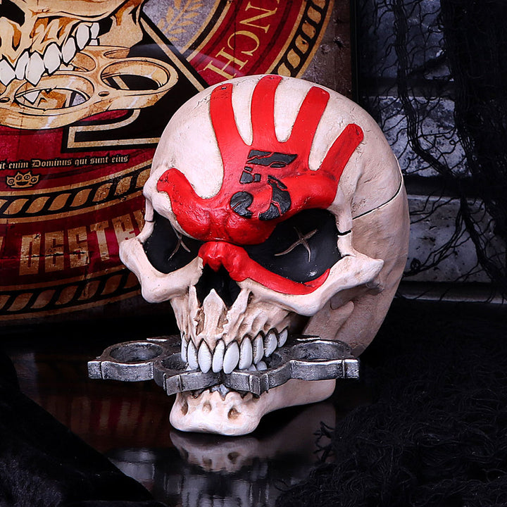 Nemesis Now offiziell lizenzierte Five Finger Death Punch Maskottchen-Schädelbox, Knochen, Harz, 18 cm