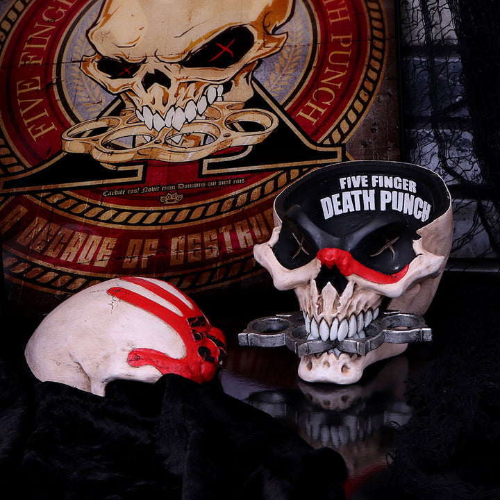 Nemesis Now offiziell lizenzierte Five Finger Death Punch Maskottchen-Schädelbox, Knochen, Harz, 18 cm