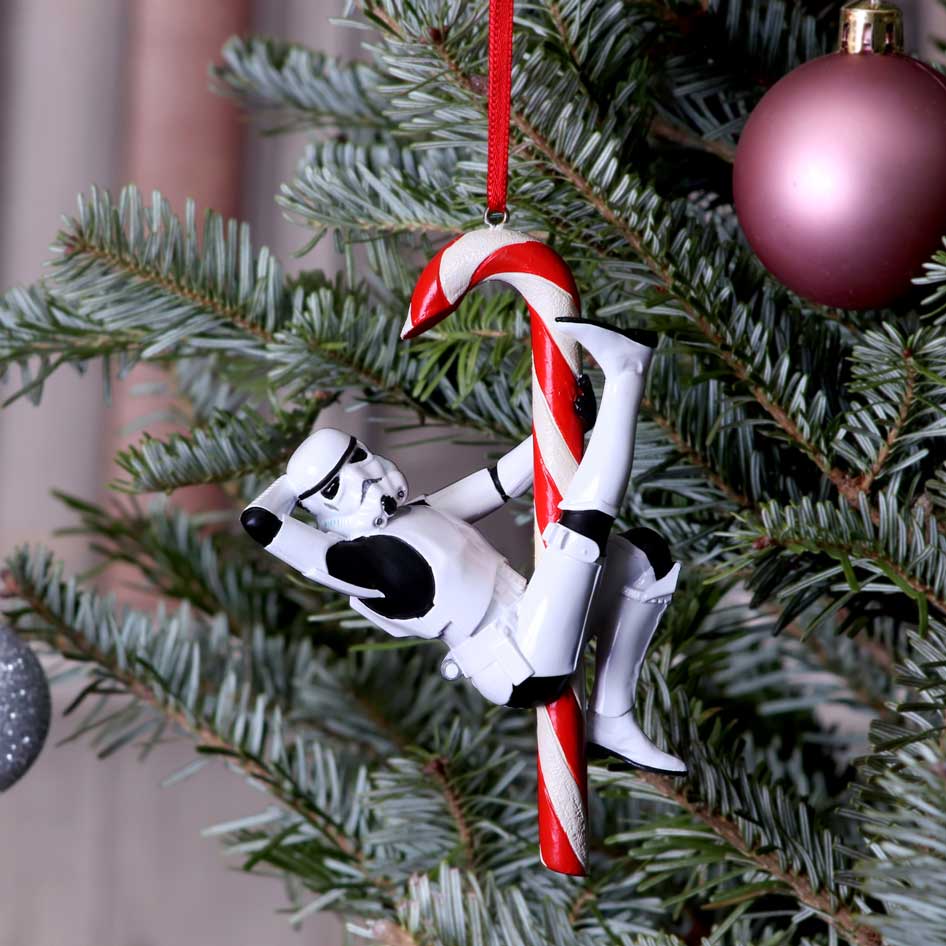 Nemesis Now Stormtrooper Zuckerstangen-Hängeornament aus rot-weißem Harz