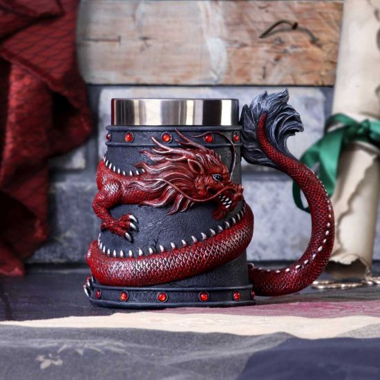 Nemesis Now Dragon Coil Krug, Rot, 16 cm