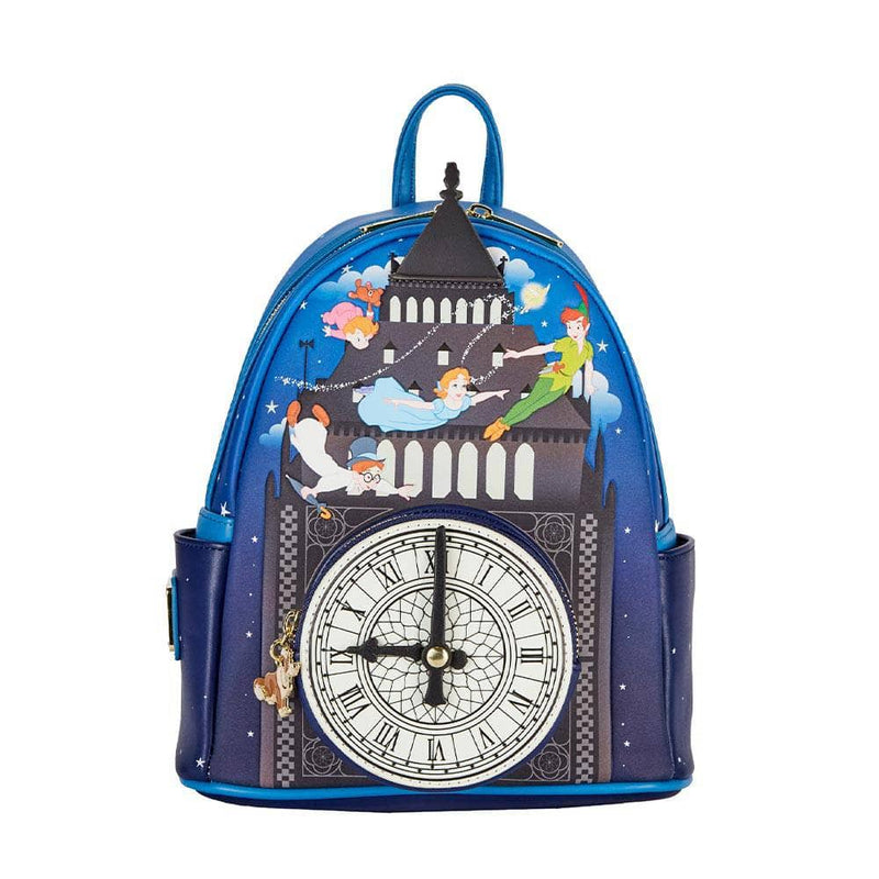 Loungefly Disney Peter Pan Glow Clock Mini-Rucksack für Damen mit doppeltem Riemen