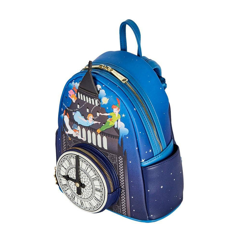 Loungefly Disney Peter Pan Glow Clock Mini-Rucksack für Damen mit doppeltem Riemen