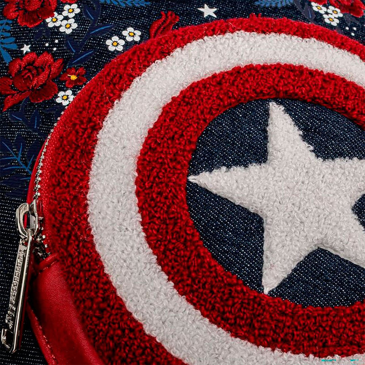 Loungefly Captain America 80th Anniversary Floral Shield Mini-Rucksack – Marvel