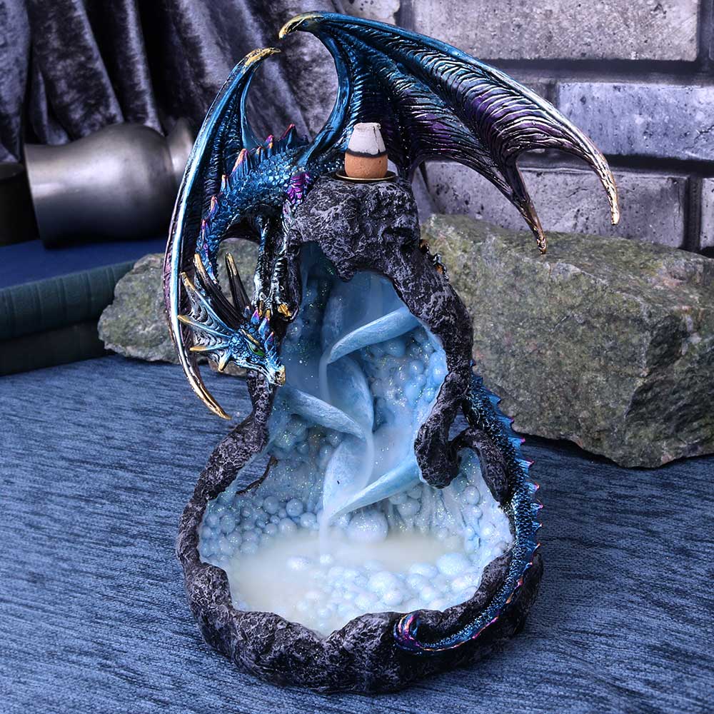 Nemesis Now Dragons Intrigue Backflow Incense Burner 21.5cm, Blue