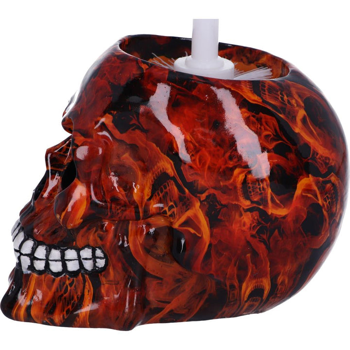 Nemesis Now Flame Pattern Skull Toilet Brush Holder 16.4cm, Polyresin, Orange