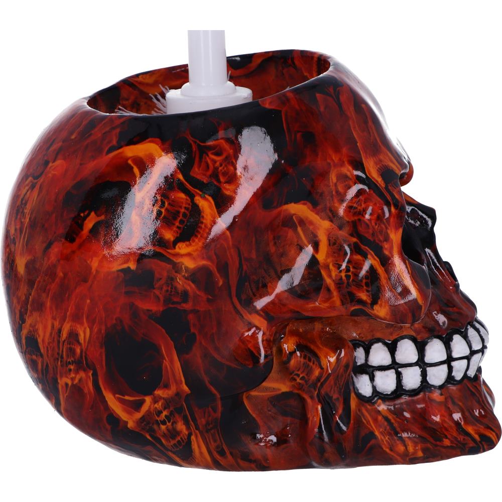 Nemesis Now Flame Pattern Skull Toilet Brush Holder 16.4cm, Polyresin, Orange