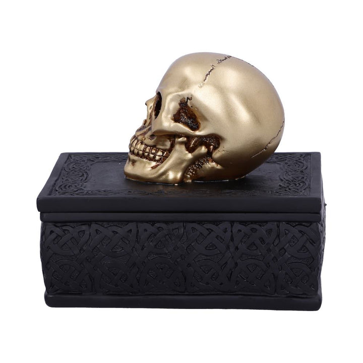 Nemesis Now Celtic Opulence Golden Skull Schwarz Schmuckkästchen, 11,8 cm