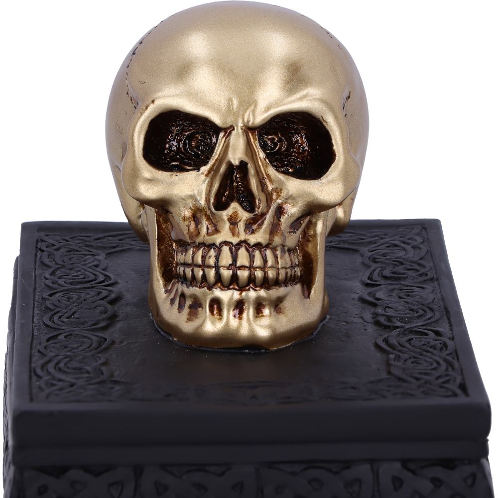 Nemesis Now Celtic Opulence Golden Skull Schwarz Schmuckkästchen, 11,8 cm