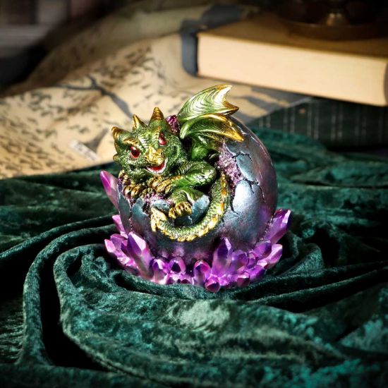 Nemesis Now Emerald Hatchling Glow Dragonling Green Dragonling Crystal Figurine,