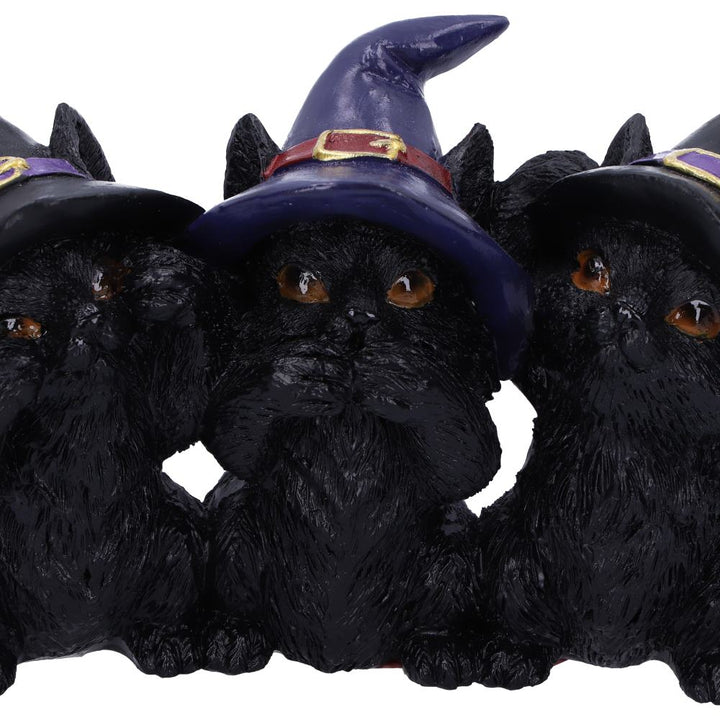 Nemesis Now Drei weise schwarze Katzen, vertraute Figur, nicht sehen, nicht hören, nicht sprechen