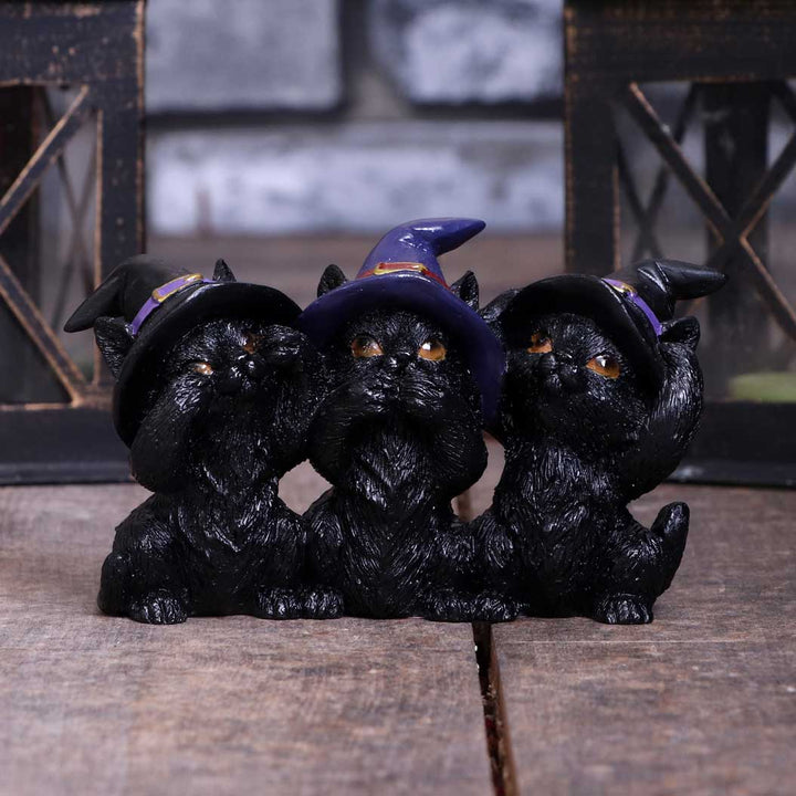 Nemesis Now Three Wise Black Cats See No Hear No Speak No Evil Familiar Figurine